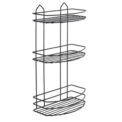 εταζέρα μπάνιου μαύρη, μεταλλική εταζέρα 3 θέσεων, ράφι μπάνιου ίσιο, black bathroom shelf, εταζέρα τοίχου, μεταλλικό ράφι μπάνιου, οργάνωση μπάνιου, αξεσουάρ μπάνιου, εταζέρα κουζίνας, VIOSARP.