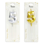 κερί γενεθλίων 5, κερί τούρτας αριθμός, birthday candle 5, κερί gold silver, κερί πάρτι, διακόσμηση τούρτας, κεράκι γενεθλίων αριθμός, αξεσουάρ πάρτι, κερί επετείου, διακοσμητικό τούρτας.