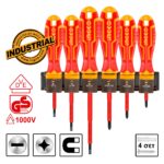 κατσαβίδια ηλεκτρολόγου VDE σετ 6 τεμ, κατσαβίδια S2 μονωμένα, κατσαβίδια ηλεκτρολόγου με βάση τοίχου, εργαλεία VDE 1000V EN60900, επαγγελματικά κατσαβίδια ηλεκτρολόγου μαγνητικά, σετ κατσαβιδιών PH SL VDE