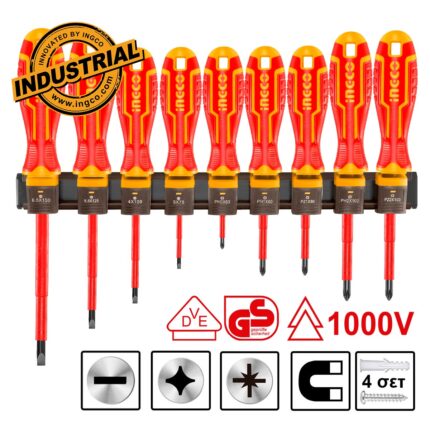 σετ κατσαβίδια ηλεκτρολόγου VDE 9 τεμ, κατσαβίδια PH PZ SL μονωμένα, εργαλεία ηλεκτρολόγου S2 μαγνητικά, κατσαβίδια με βάση τοίχου, VDE 1000V EN60900 κατσαβίδια, επαγγελματικό σετ κατσαβιδιών ηλεκτρολόγου