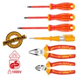 εργαλεία ηλεκτρολόγου VDE, σετ ηλεκτρολόγου 6 τεμ, μονωμένα εργαλεία, κατσαβίδια ηλεκτρολόγου, πένσα VDE, πλαγιοκόπτης VDE, δοκιμαστικό κατσαβίδι, ηλεκτρολογικά εργαλεία, VDE 1000V, GS 1000V, EN60902.