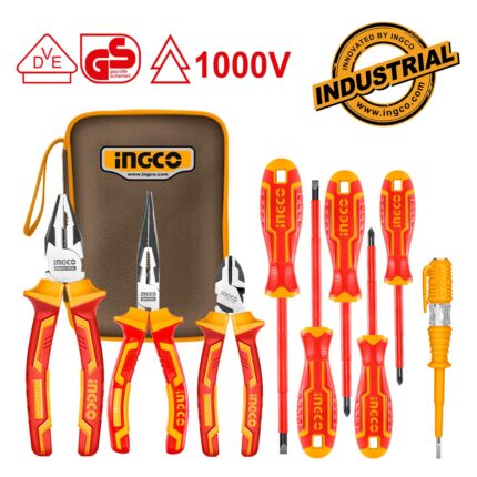 εργαλεία ηλεκτρολόγου VDE, σετ ηλεκτρολόγου 9 τεμ, μονωμένα εργαλεία, κατσαβίδια ηλεκτρολόγου, πένσα VDE, μυτοτσίμπιδο VDE, πλαγιοκόπτης VDE, δοκιμαστικό κατσαβίδι, ηλεκτρολογικά εργαλεία, VDE 1000V, GS 1000V, EN60902.