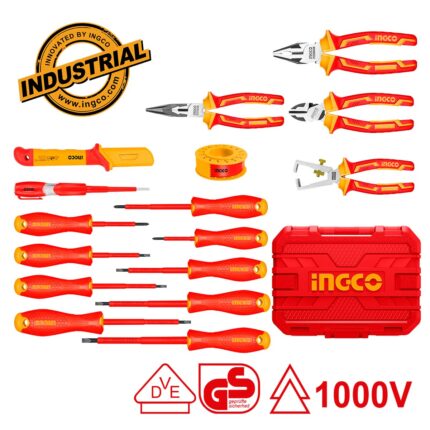 εργαλεία ηλεκτρολόγου, σετ VDE, ηλεκτρολογικά εργαλεία, μονωμένα εργαλεία, σετ ηλεκτρολόγου 16 τεμ, εργαλεία Cr-V, VDE 1000V, EN60900, κατσαβίδια ηλεκτρολόγου, πένσα ηλεκτρολόγου.