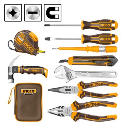 σετ εργαλείων χειρός, εργαλεία 9 τεμ, σετ εργαλείων με θήκη, κατσαβίδια μαγνητικά, εργαλεία DIY, εργαλείο σπιτιού, πένσα, μυτοτσίμπιδο, γαλλικό κλειδί, επαγγελματικά εργαλεία.