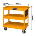 Ο εργαλειοφόρος HPTCT031 αποτελεί μια πρακτική και ανθεκτική λύση για την αποθήκευση και μεταφορά εργαλείων σε επαγγελματικούς και οικιακούς χώρους. Διαθέτει δύο ευρύχωρα ράφια για οργάνωση εργαλείων και εξαρτημάτων, ενώ το τρυπητό πάνελ (pegboard) στο πλάι προσφέρει επιπλέον δυνατότητες αποθήκευσης με γαντζάκια. Η στιβαρή κατασκευή του είναι ανθεκτική στα χτυπήματα, ενώ η εργονομική μεταλλική λαβή διευκολύνει τη μετακίνηση ακόμη και πάνω από εμπόδια. Το περιμετρικό υψωμένο πλαίσιο στα ράφια αποτρέπει την πτώση αντικειμένων, εξασφαλίζοντας ασφαλή χρήση. Εξοπλισμένος με 4 ρόδες (2 περιστρεφόμενες με φρένο και 2 σταθερές), προσφέρει ευκολία στη μεταφορά και σταθερότητα κατά την εργασία. Ιδανικός για συνεργεία, εργαστήρια και επαγγελματικούς χώρους.