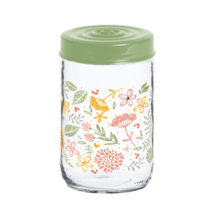 βάζο γυάλινο 660ml, γυάλινο βάζο floral, βάζο αποθήκευσης τροφίμων, βάζο κουζίνας, βάζο για καφέ, βάζο για ζάχαρη, βάζο για μπισκότα, βάζο για δημητριακά, διακοσμητικό βάζο, No171441, VIOSARP, 5206753054641