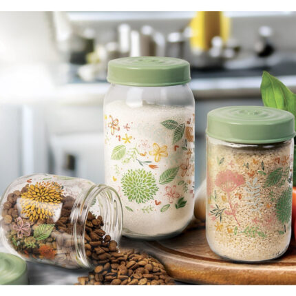 βάζο γυάλινο 1L, γυάλινο βάζο floral, βάζο αποθήκευσης τροφίμων, γυάλινο δοχείο κουζίνας, βάζο για ζυμαρικά, βάζο για όσπρια, βάζο για μπισκότα, βάζο για δημητριακά, διακοσμητικό γυάλινο βάζο, No171541, VIOSARP, 5206753054658
